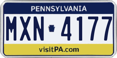 PA license plate MXN4177