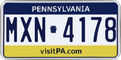 PA license plate MXN4178