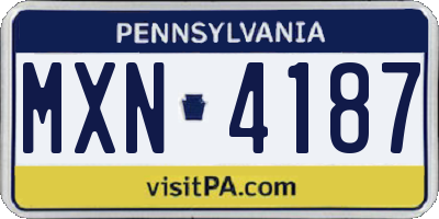 PA license plate MXN4187