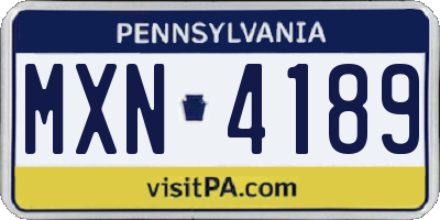 PA license plate MXN4189