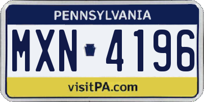 PA license plate MXN4196