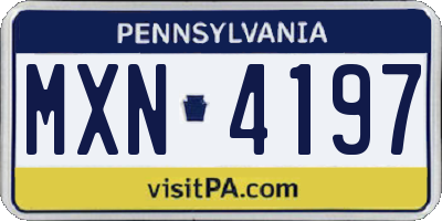 PA license plate MXN4197