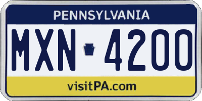 PA license plate MXN4200
