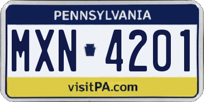 PA license plate MXN4201