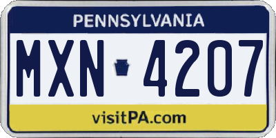 PA license plate MXN4207