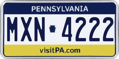PA license plate MXN4222