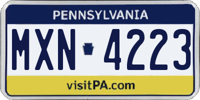 PA license plate MXN4223