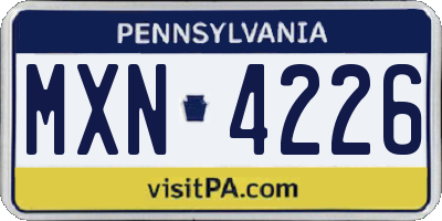 PA license plate MXN4226