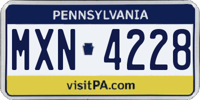 PA license plate MXN4228