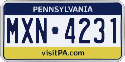 PA license plate MXN4231