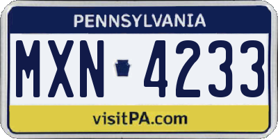 PA license plate MXN4233
