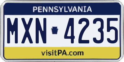 PA license plate MXN4235