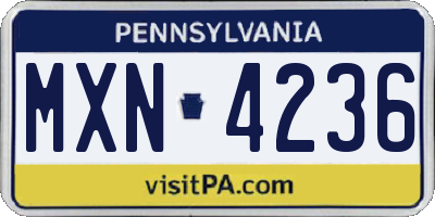 PA license plate MXN4236
