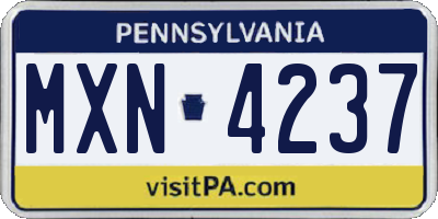 PA license plate MXN4237
