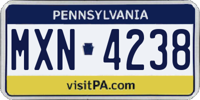 PA license plate MXN4238