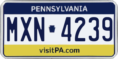 PA license plate MXN4239