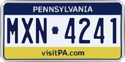 PA license plate MXN4241