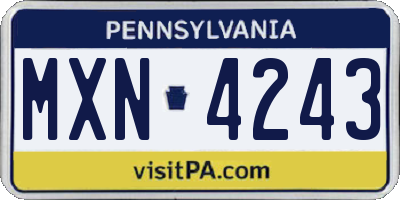 PA license plate MXN4243