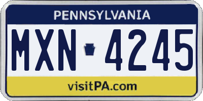 PA license plate MXN4245