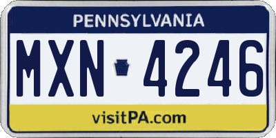 PA license plate MXN4246