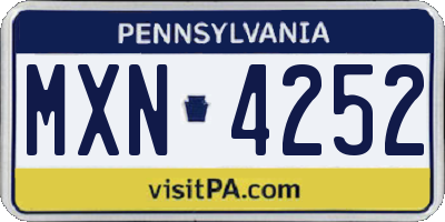PA license plate MXN4252