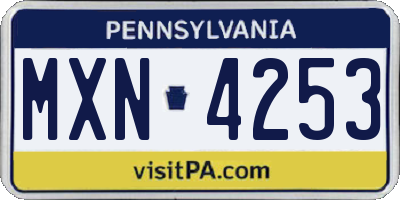 PA license plate MXN4253