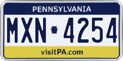 PA license plate MXN4254