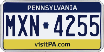 PA license plate MXN4255