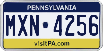 PA license plate MXN4256