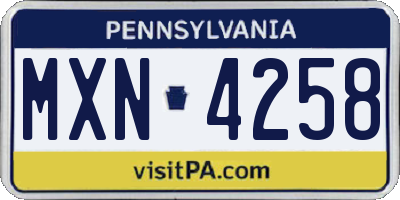 PA license plate MXN4258