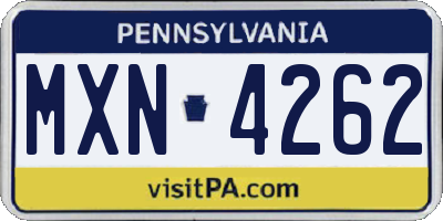 PA license plate MXN4262