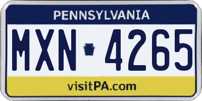 PA license plate MXN4265