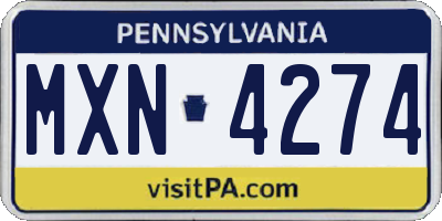 PA license plate MXN4274