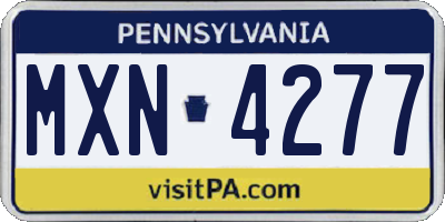 PA license plate MXN4277