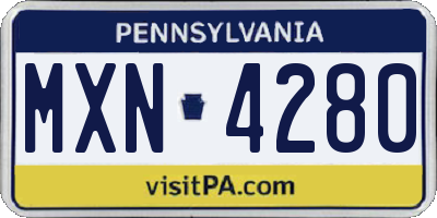 PA license plate MXN4280