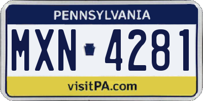 PA license plate MXN4281