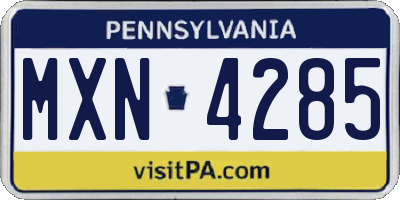 PA license plate MXN4285