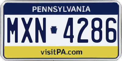 PA license plate MXN4286