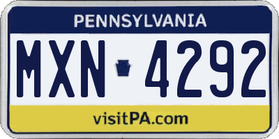 PA license plate MXN4292