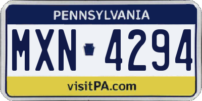 PA license plate MXN4294