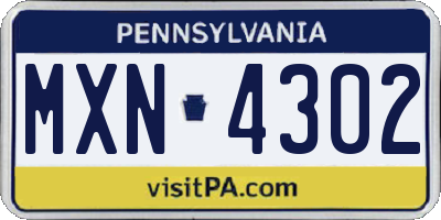 PA license plate MXN4302