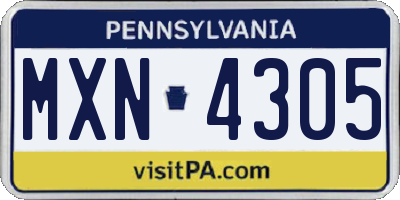 PA license plate MXN4305