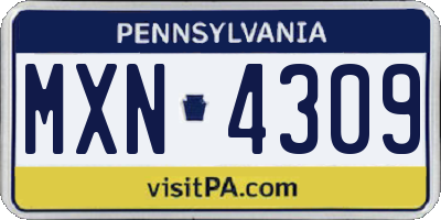 PA license plate MXN4309