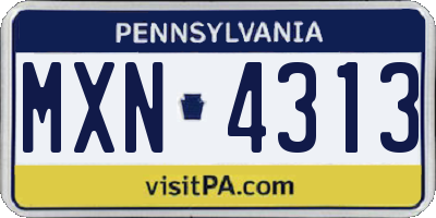 PA license plate MXN4313