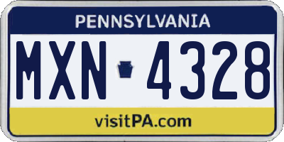 PA license plate MXN4328