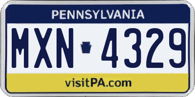 PA license plate MXN4329
