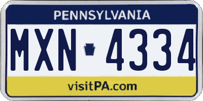 PA license plate MXN4334