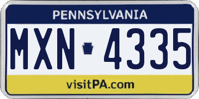PA license plate MXN4335