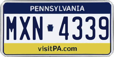 PA license plate MXN4339
