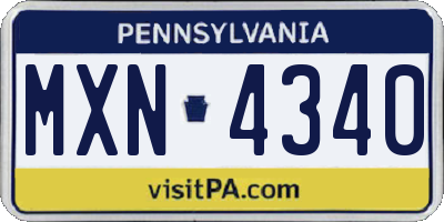 PA license plate MXN4340
